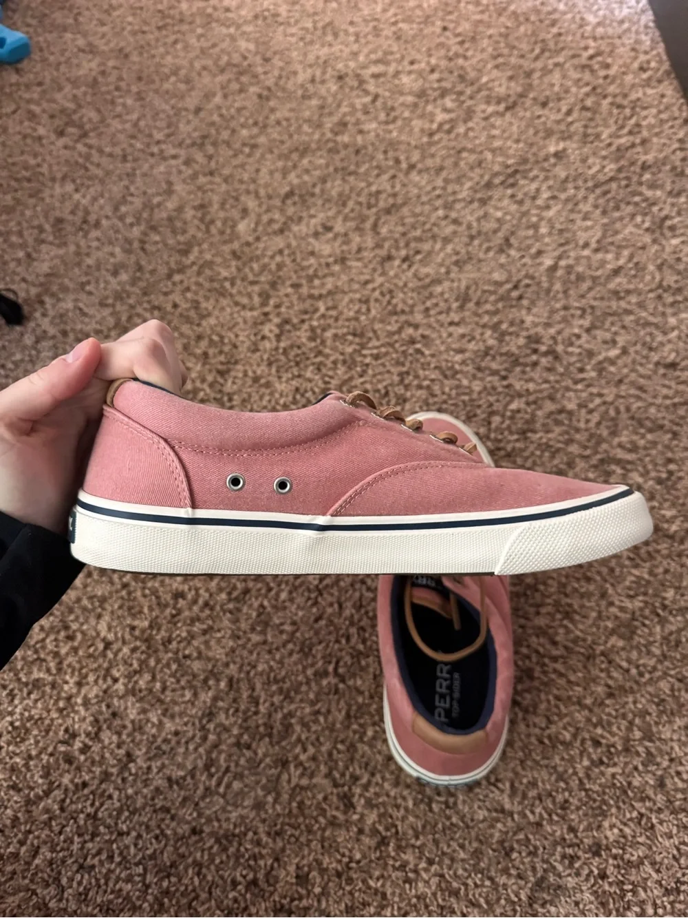 Sperry Men's Rose Canvas Boat Shoes with Tan Accents